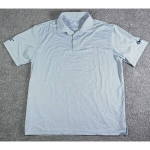 Rhoback Men's Size XL Blue Striped Golf Performance Polo Shirt Logo Stretch Read